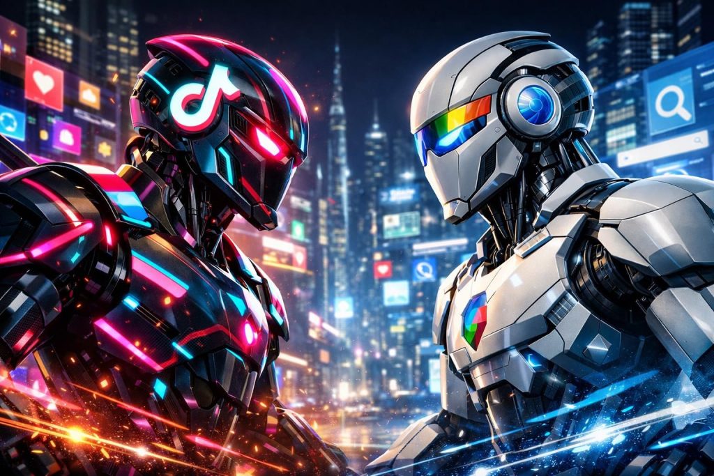 entdecken sie, wie tiktok und google im kampf um die aufmerksamkeit der nutzer konkurrieren und welche plattform in der neuen digitalen schlacht die oberhand gewinnt.